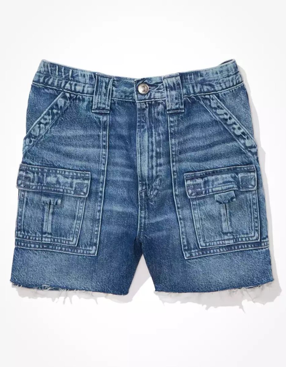 Shorts American Eagle AE Dreamy Drape Denim Highest Taille '90s Boyfriend Indigo Lavage Femme | OWK-25939180